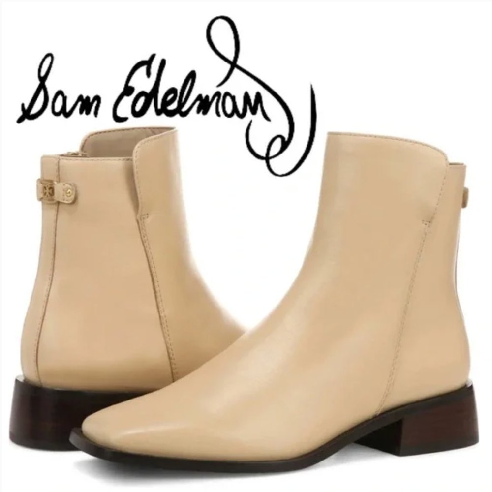 NWOB Sam Edelman Women's Thatcher Ankle Boot in Eggshell Size 7.5